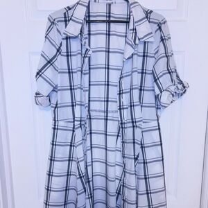 Calvin Klein Plaid Dress - Blue and White